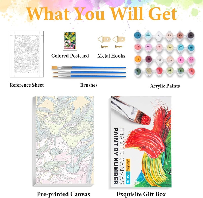Okarina Framed Paint by Numbers Kit for Adults Beginner Cocktail, Adult Paint by Number Kits on Canvas Framed Cocktail, DIY Acrylic Oil Painting by Numbers with Frame, Perfect for Home Decor Gift 8 X 12 Inch - Image 5
